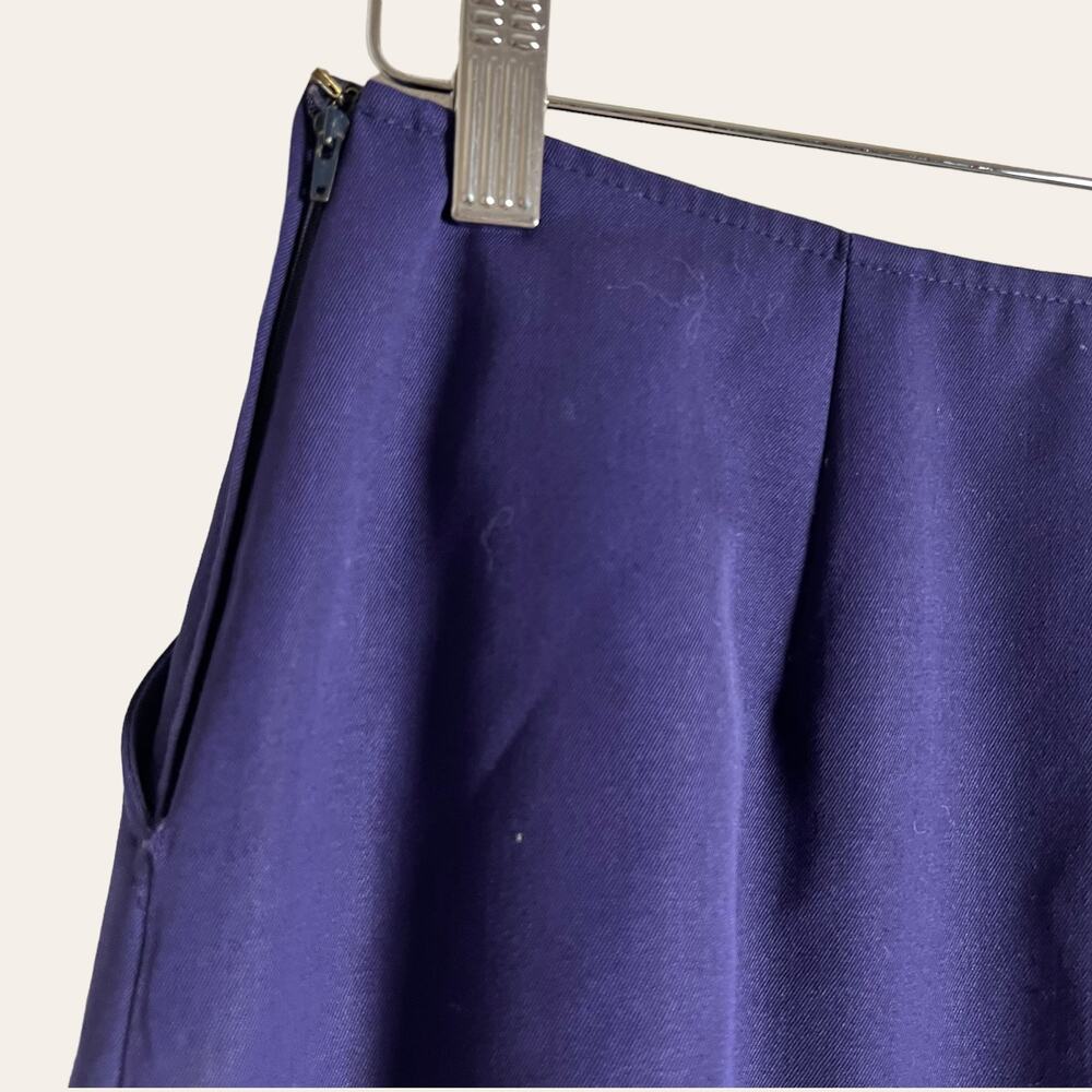 Giorgio Armani Solid Navy Purple Blue Straight Pencil Wrap Skirt Size 6 - Picture 9 of 11